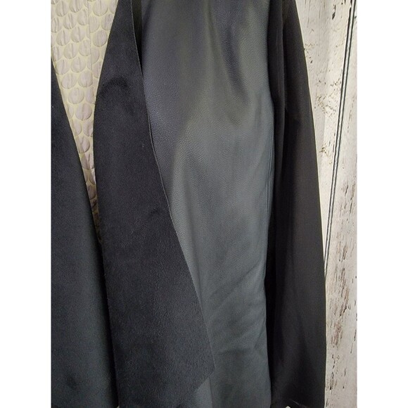 MDS Women's XS Zara Basic Sheer Sleeve Open Front Black Faux Leather Jacket Coat - Picture 2 of 10